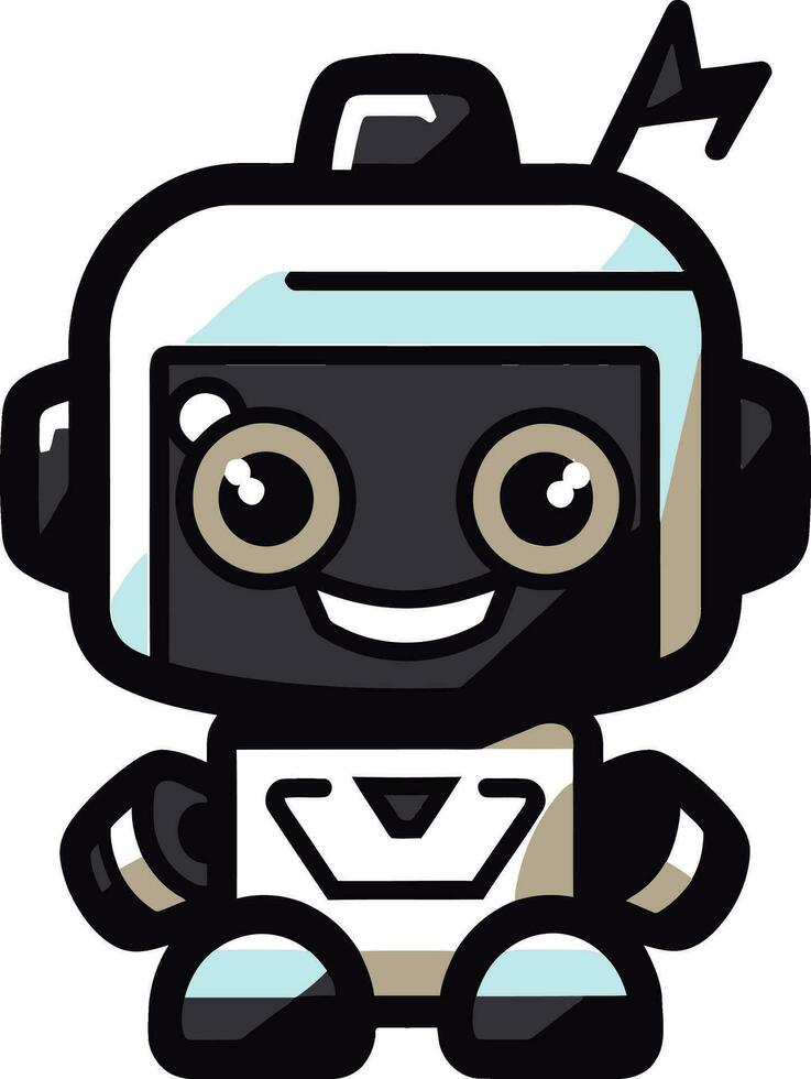 Pixel Paladin An Intriguing Black Vector Mini Robot StealthBot The Compact Black Vector Mascot Emblem