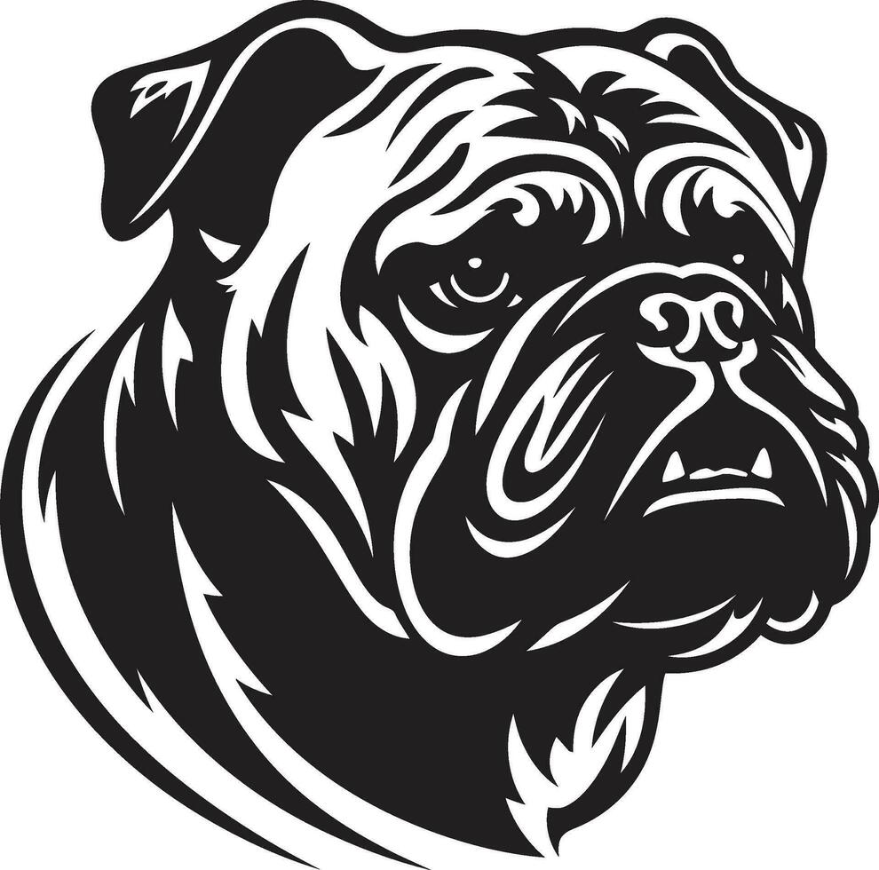 Monochromatic Power Black Bulldog Vector Icon Bold and Fearless Black Logo with Bulldog