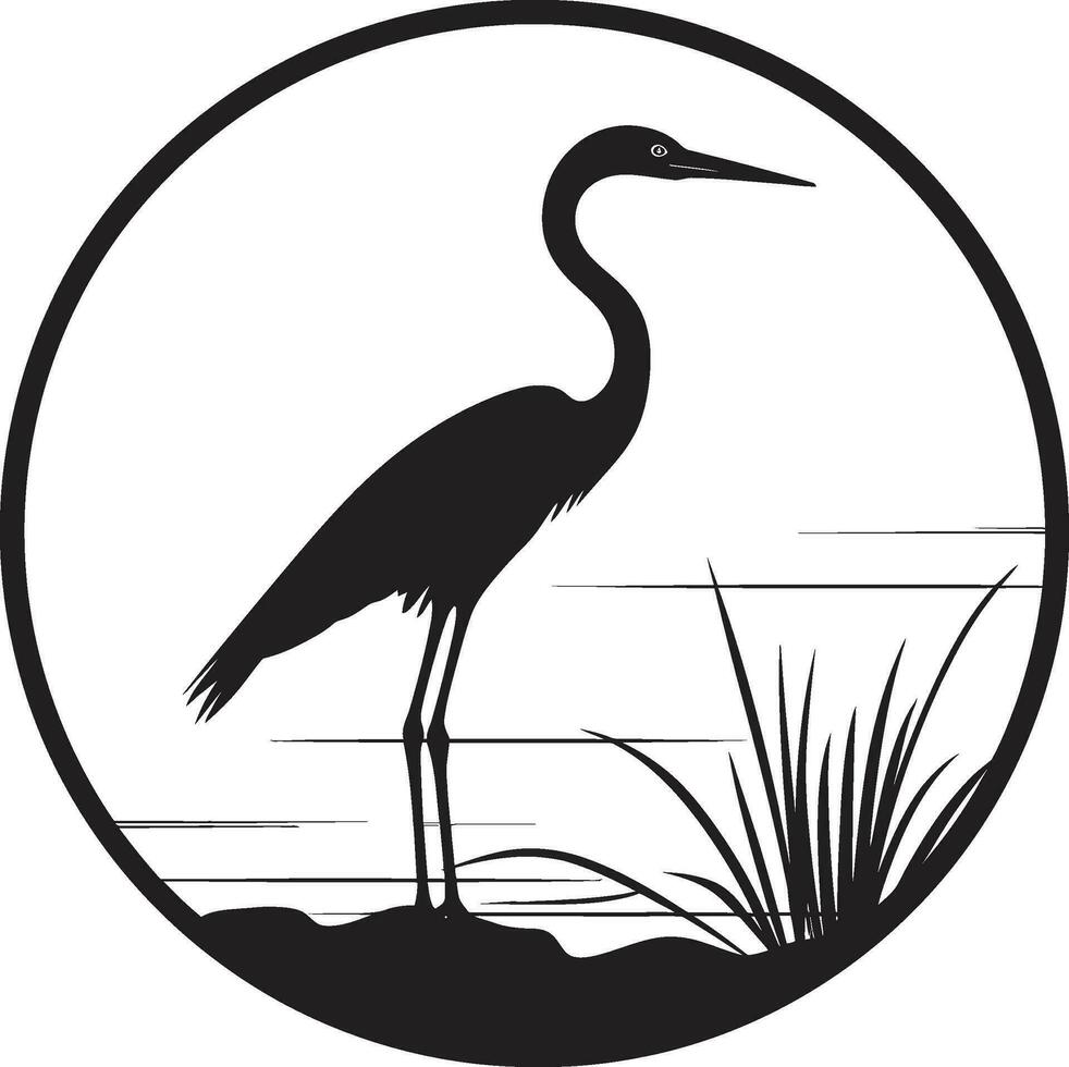 Black Heron Logo Inspiration Heron in Flight Vector Symbol