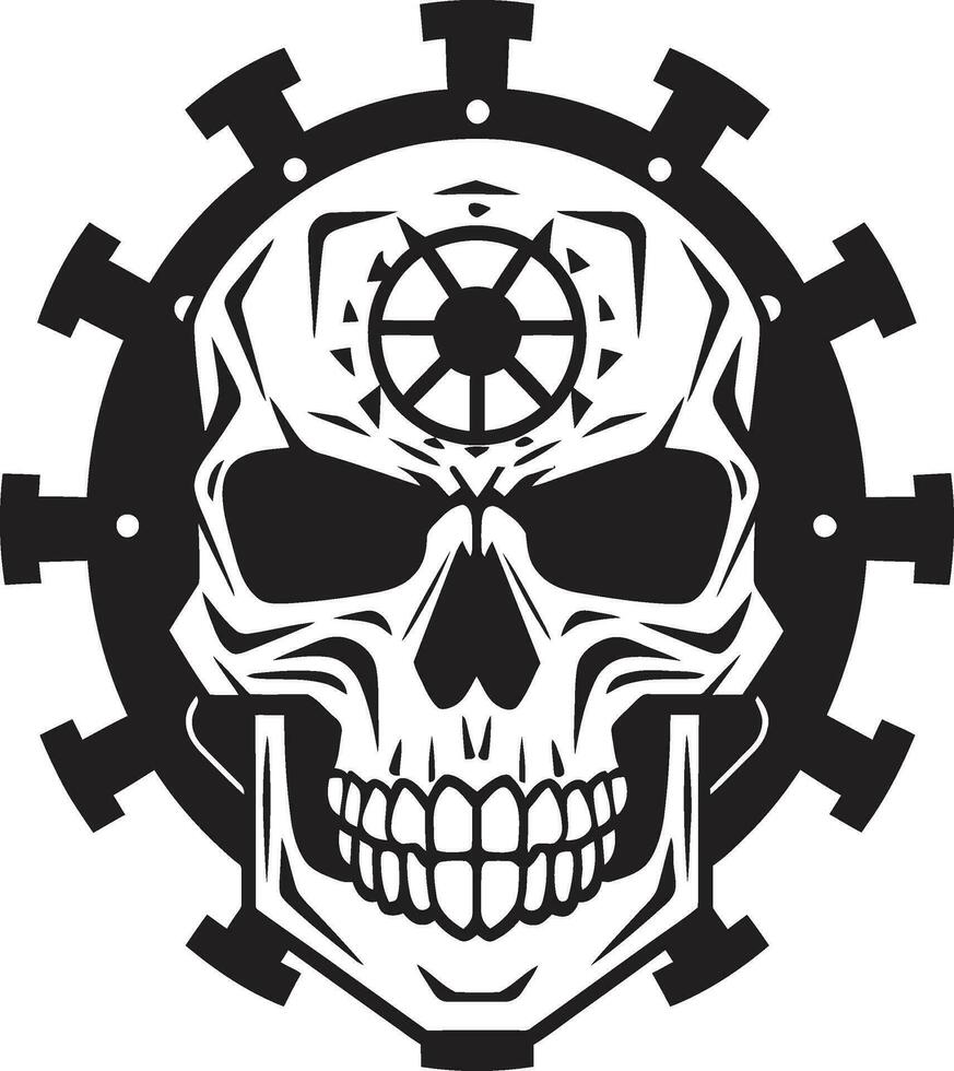 Elegant Cyber Skull Icon A Modern Masterpiece The Gearheads Vision The Art of Technological Evolution vector
