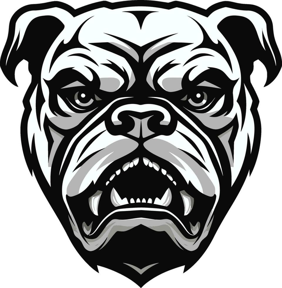 vector arte desvelado buldog emblema poderoso patas negro buldog icono en vector