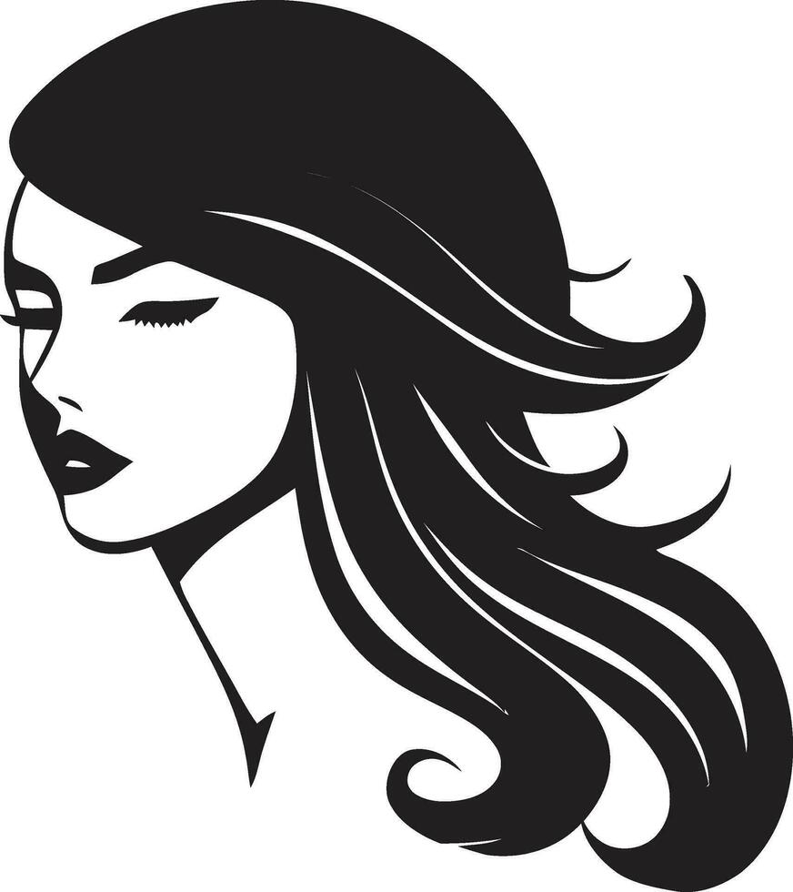 icónico gracia vector icono con negro hembra cara misterioso elegancia emblema presentando un mujeres cara