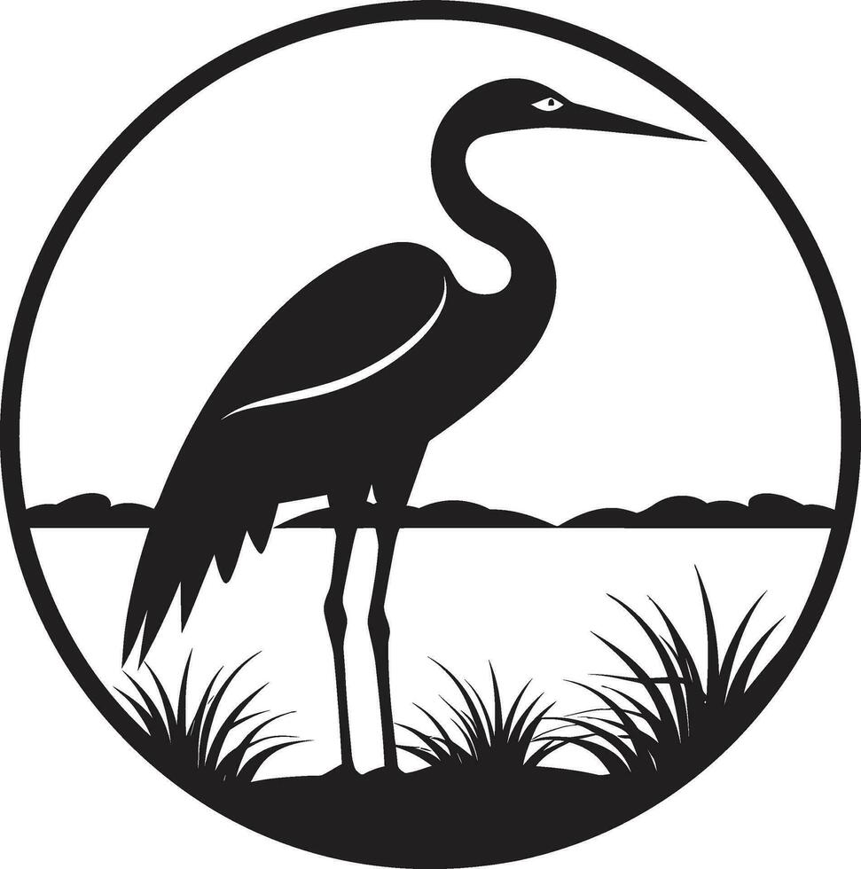 Heron Profile Silhouette Logo Contemporary Heron Vector Illustration