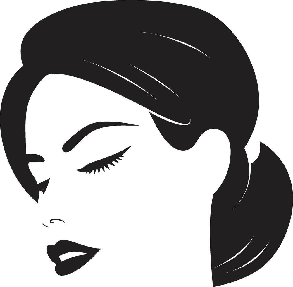 intrigante elegancia vector icono de hembras perfil en negro sutil encanto negro logo con mujeres cara en monocromo