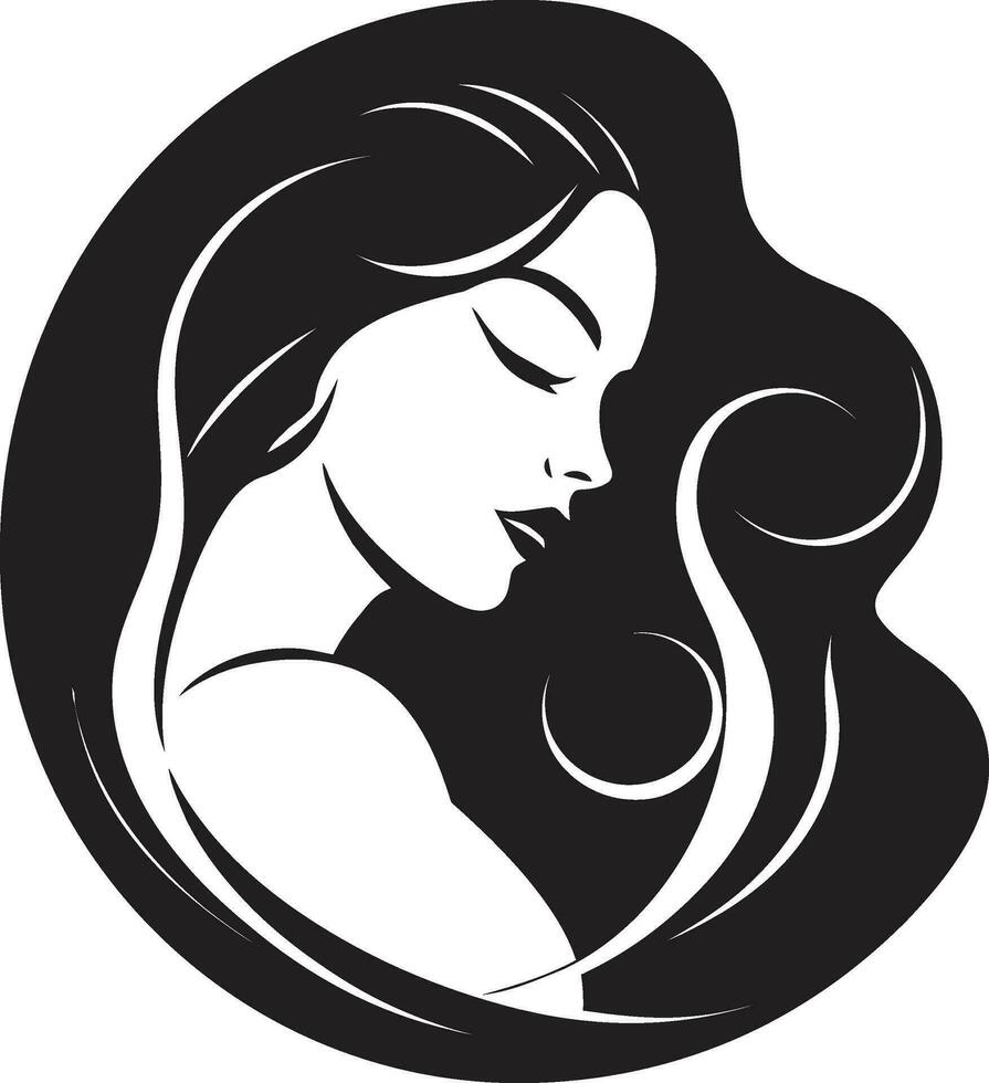 eterno elegancia negro cara emblema diseño con mujeres perfil icónico sencillez vector icono de negro hembra perfil en logo