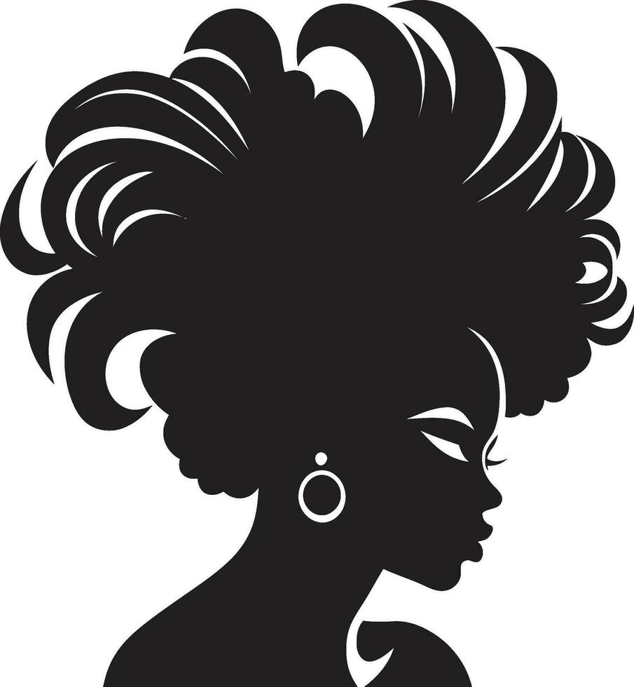 Iconic Simplicity Vector Icon of Black Female Profile in Logo in Monochrome Mystical Gaze Black Emblem with Womans Face Icon in Black Monochrome