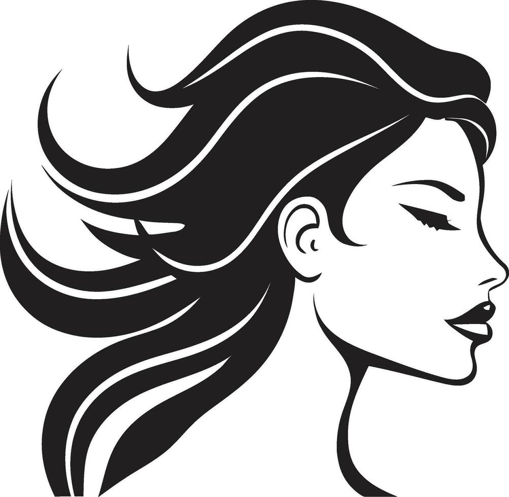 sublime feminidad negro cara diseño emblema elegancia personificado logo de un mujeres cara vector