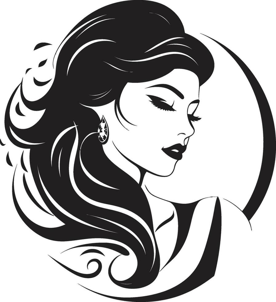 intrigante mirada logo diseño con hembra cara empoderamiento encanto negro logo de un mujeres cara vector