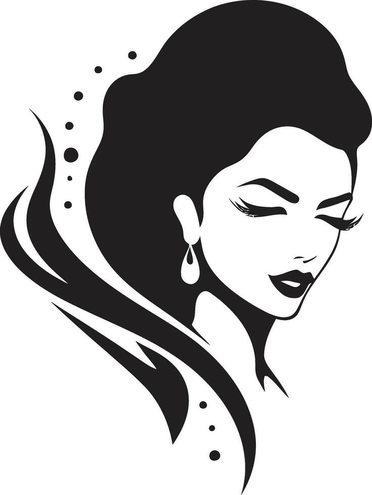 intrigante sencillez vector icono de hembras cara en negro monocromo empoderamiento mediante belleza negro cara emblema con mujeres perfil