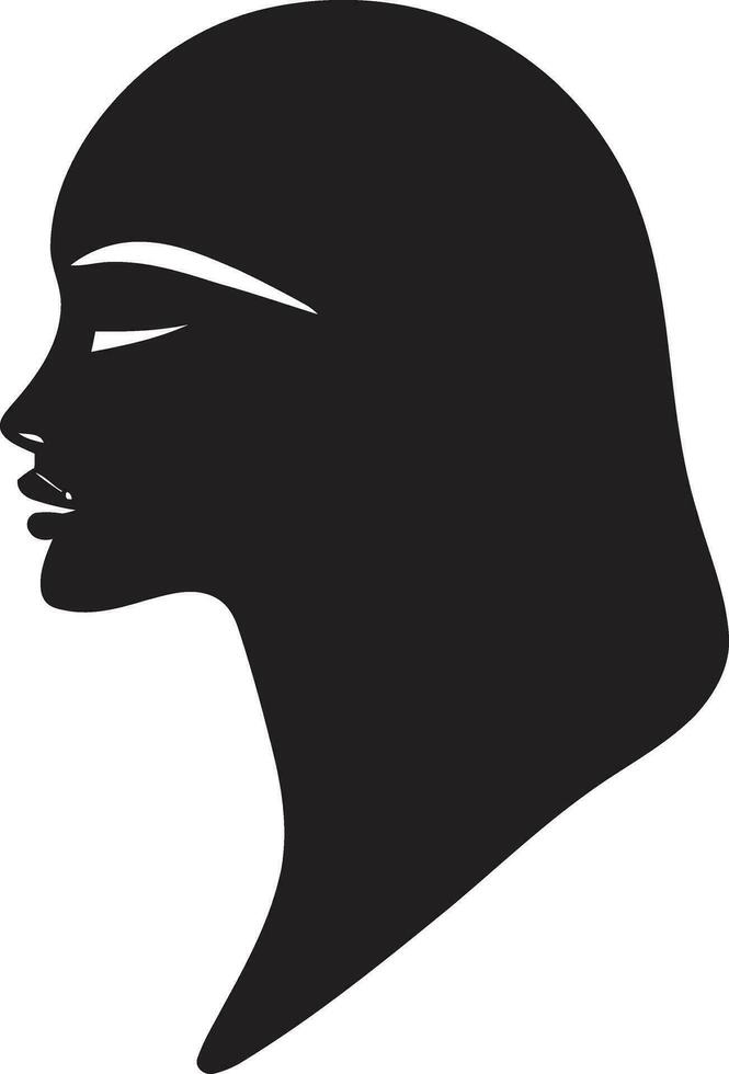 Eternal Beauty Logo Design with a Female Face Elegant Serenity Black Face Vector Icon
