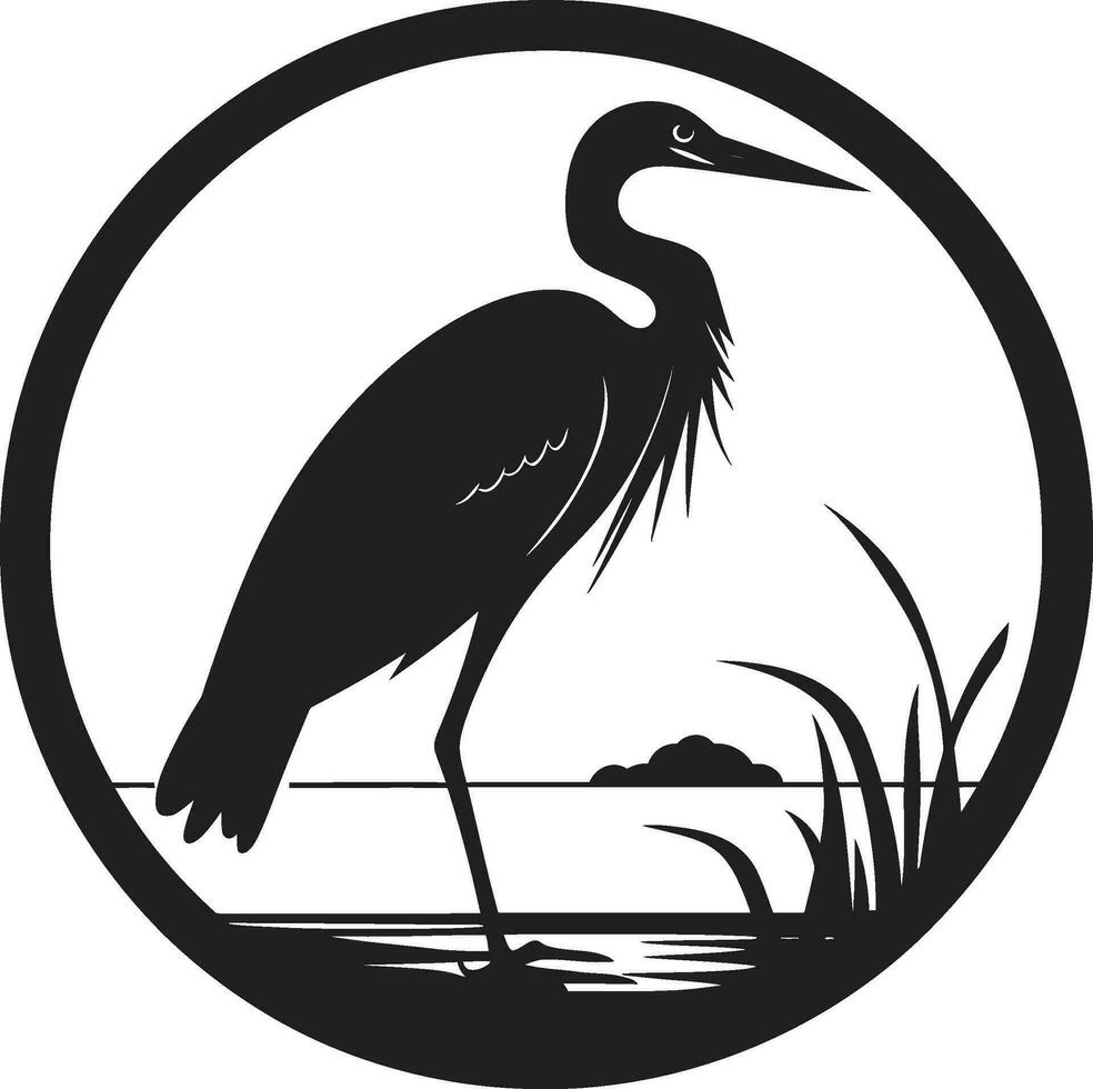 Heron in Flight Vector Symbol Heron Vector Artwork in Black
