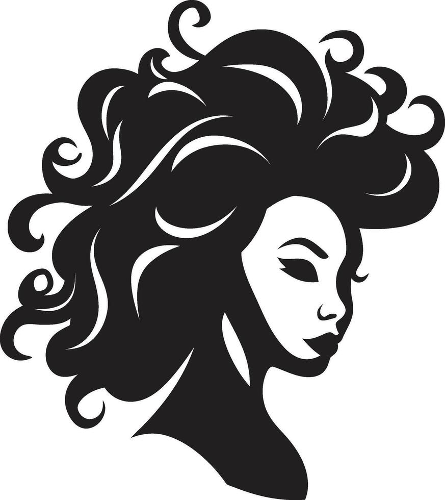 Iconic Simplicity Vector Icon of Black Female Profile in Logo in Monochrome Mystical Gaze Black Emblem with Womans Face Icon in Black Monochrome