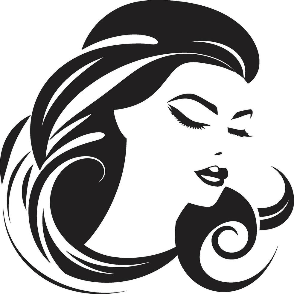 empoderamiento mediante belleza negro cara emblema con mujeres perfil esculpido gracia negro logo con mujeres cara en monocromo vector