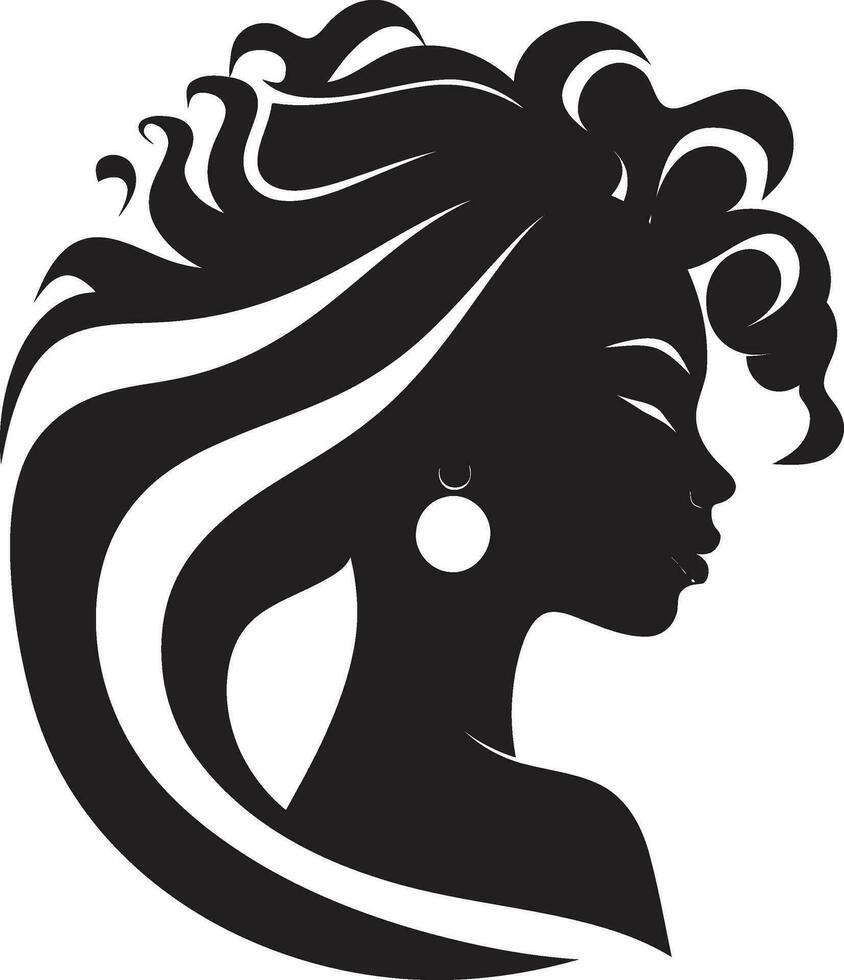 Graceful Gaze Vector Icon of a Womans Visage Iconic Femininity Black Face Design Emblem