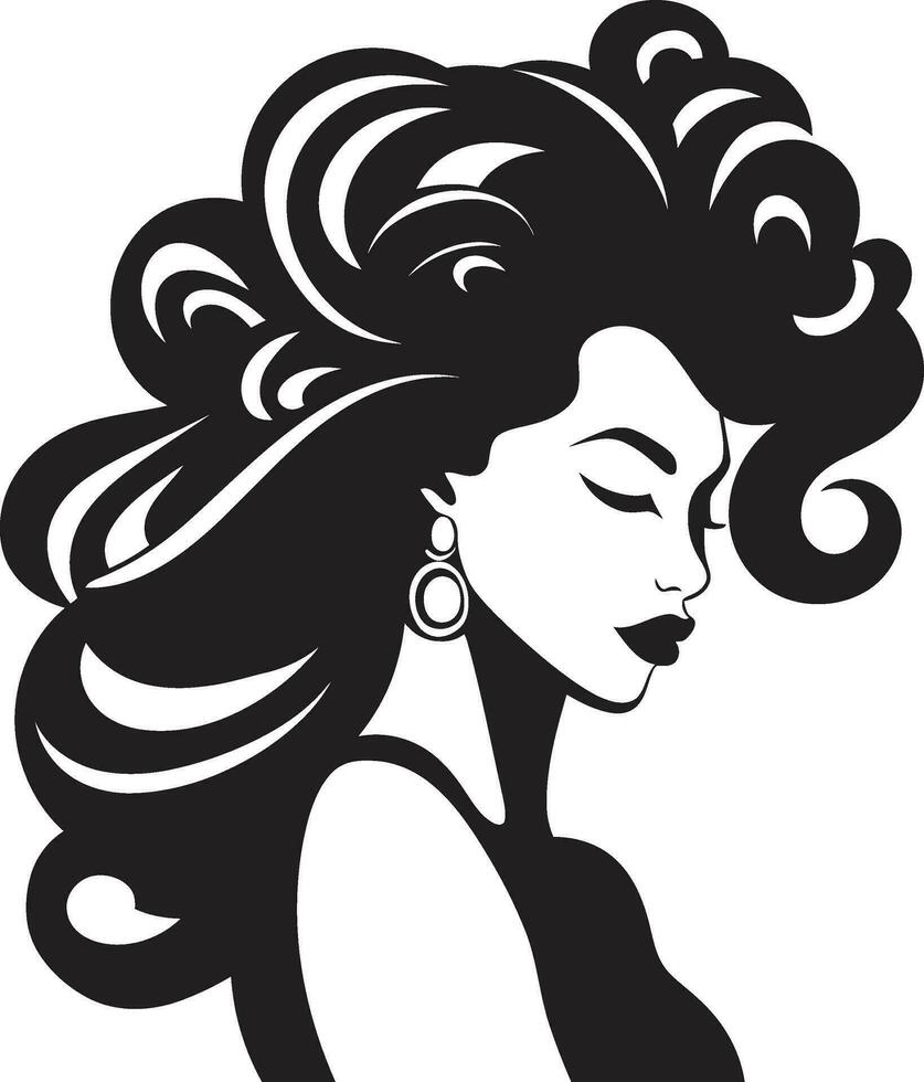 Iconic Simplicity Vector Icon of Black Female Profile in Logo in Monochrome Mystical Gaze Black Emblem with Womans Face Icon in Black Monochrome