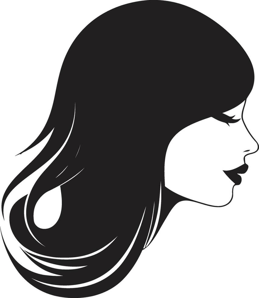 Iconic Beauty Vector Icon with Monochrome Female Face Mystical Aura Emblem with Black Female Profile