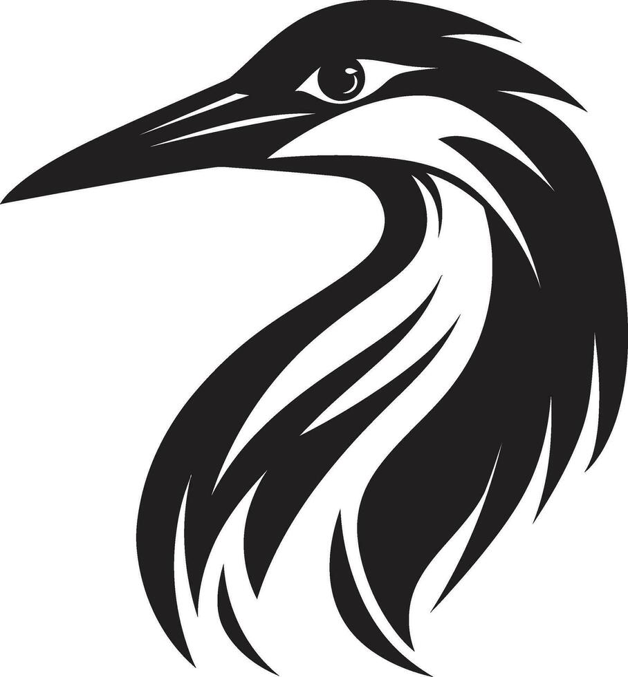 Contemporary Heron Profile Heron in Vector Artistry