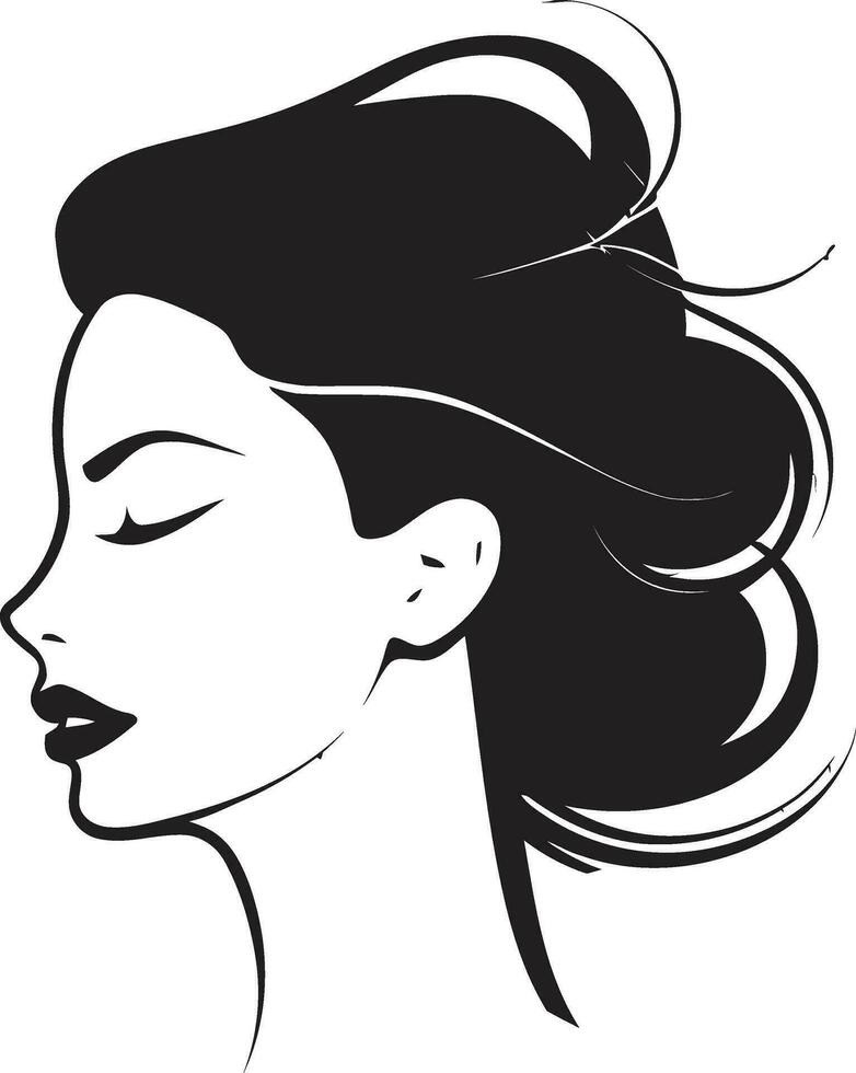Feminine Beauty Vector Icon of a Womans Face Iconic Woman Black Face Design in Logo