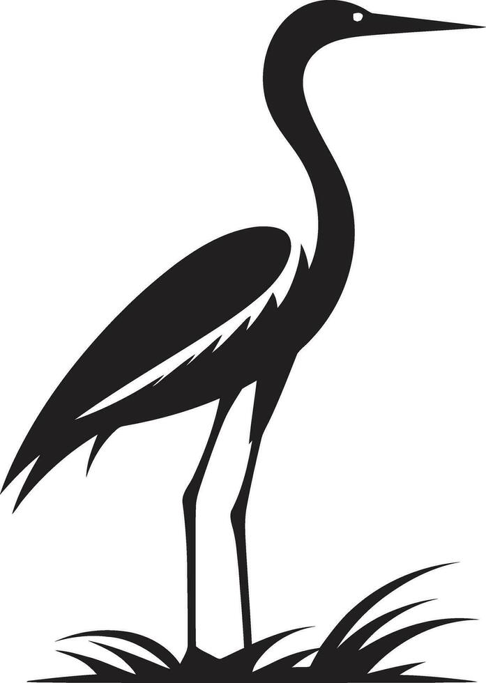 Serene Heron Logo in Black Heron Emblem with Contemporary Flair vector