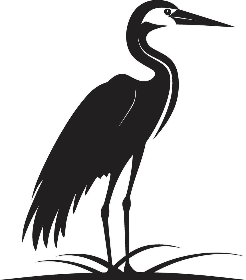 Modern Black Heron Symbol Heron Majesty in Vector