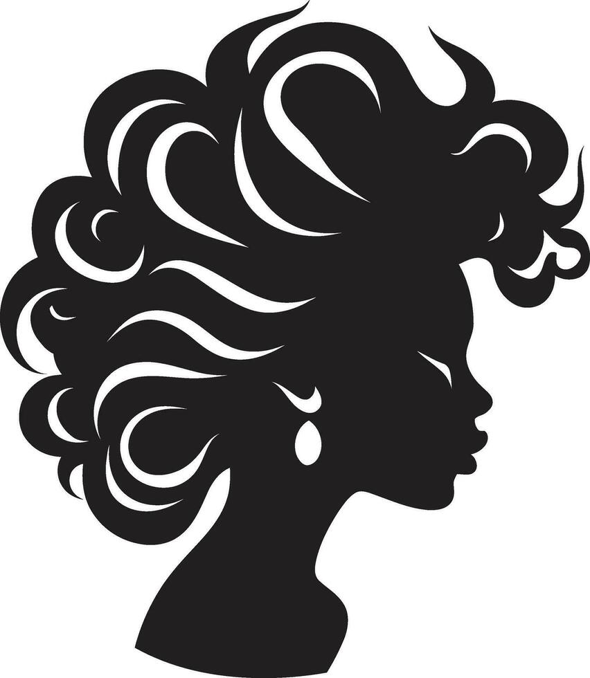 eterno elegancia negro cara emblema diseño con mujeres perfil en monocromo icónico sencillez vector icono de negro hembra perfil en logo en monocromo