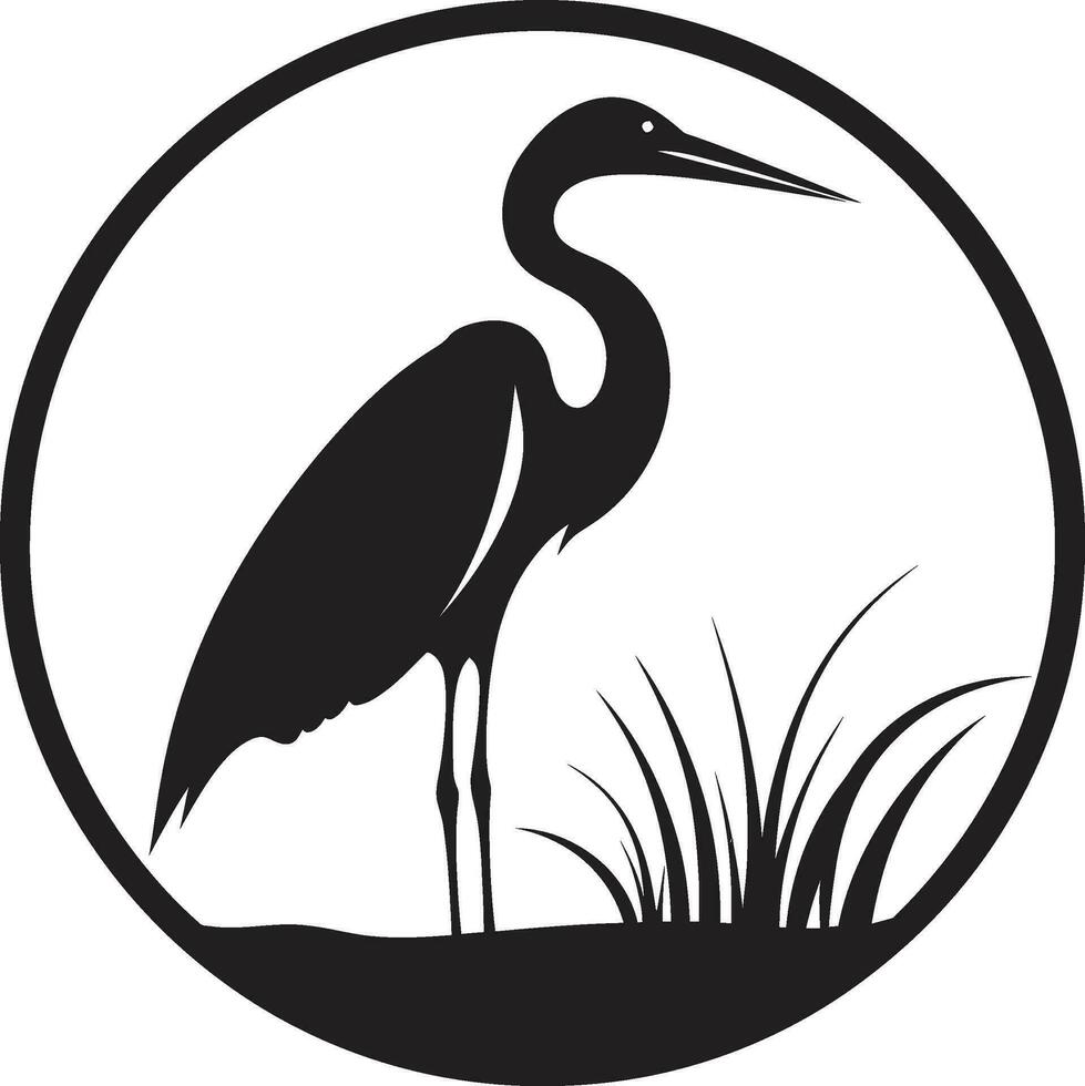 Heron Symbol in Bold Black Contemporary Heron Graphic Design vector