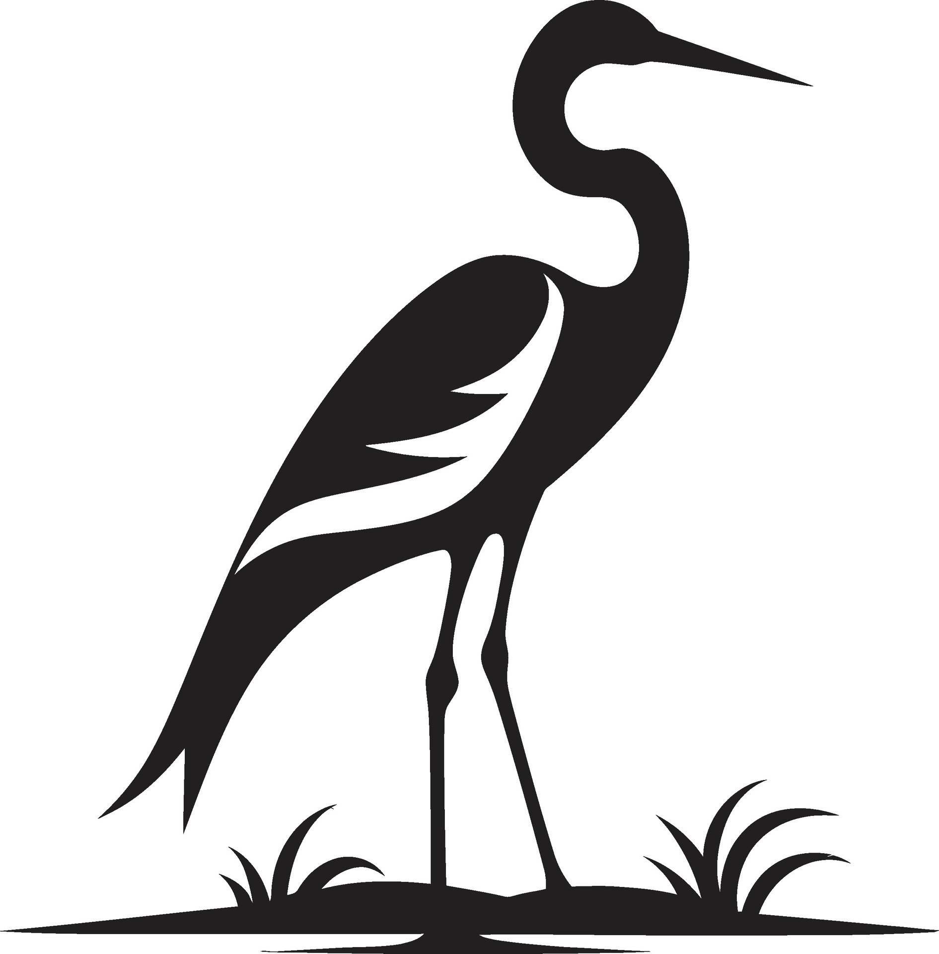 Vector Heron Grace and Elegance Heron Profile in Sleek Design 34062749