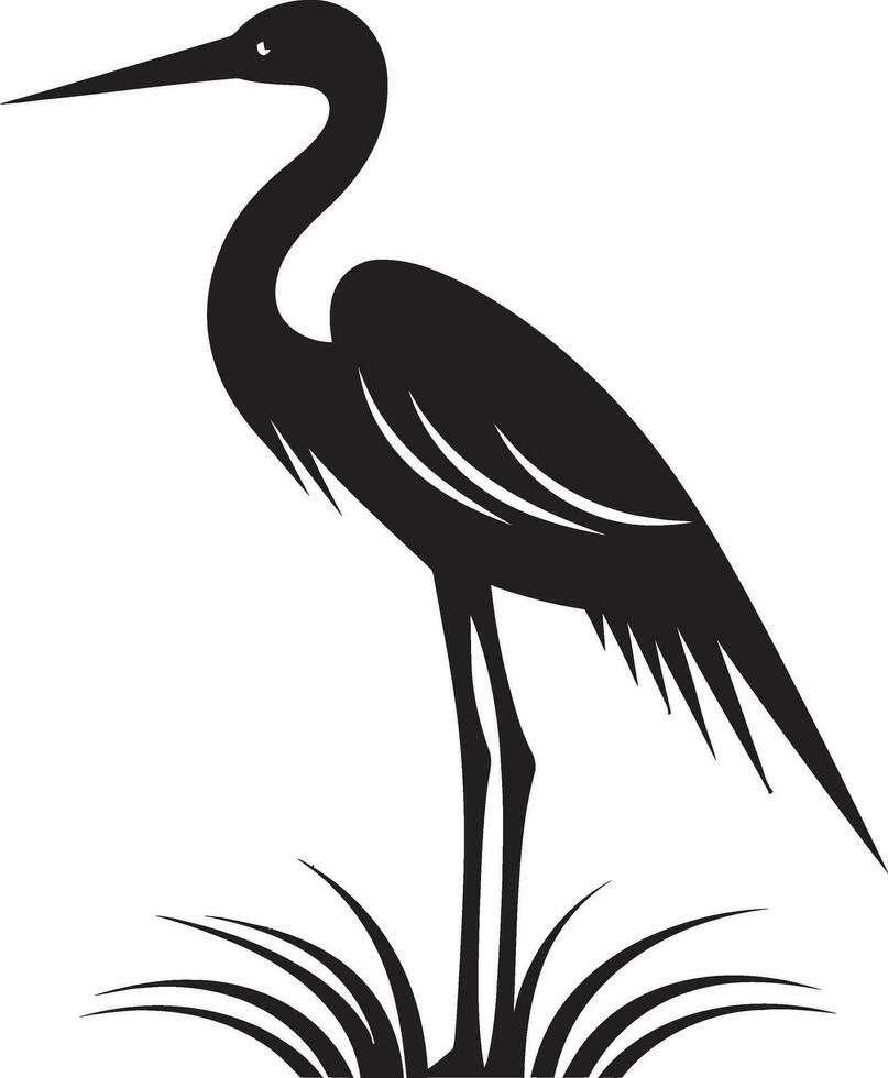 Elegant Black Heron Icon Majestic Heron Vector Silhouette