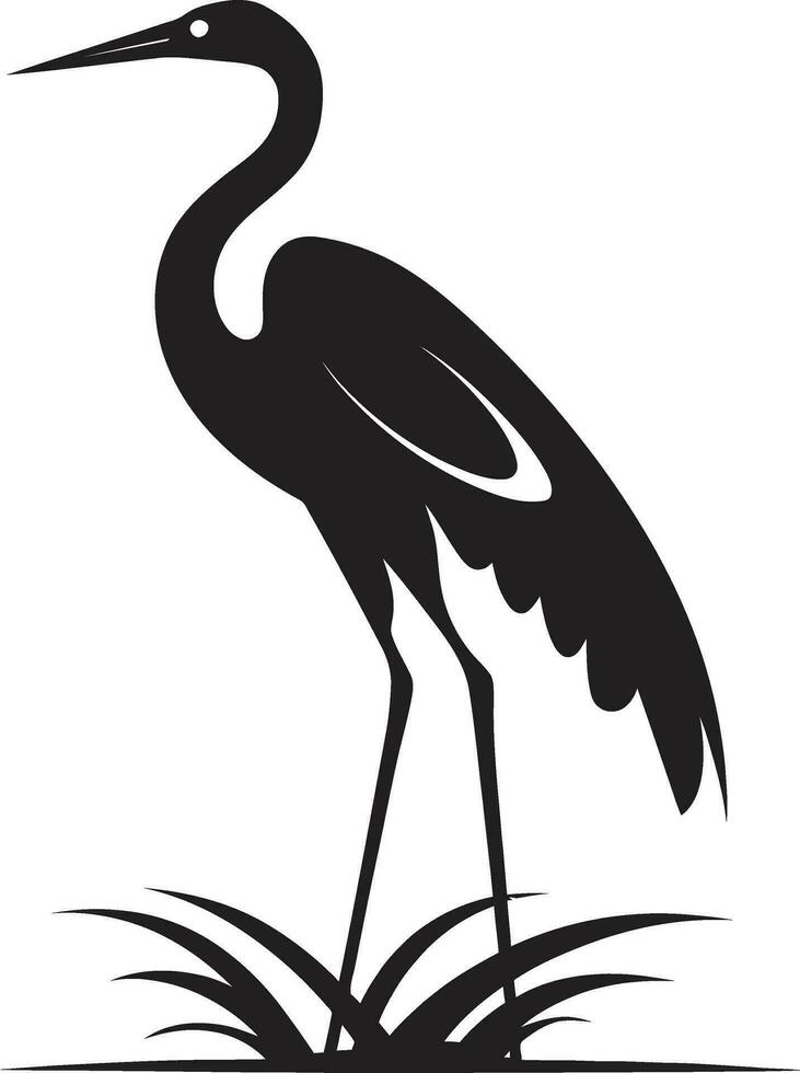 Sleek Black Heron Logo Heron in Flight Vector Icon