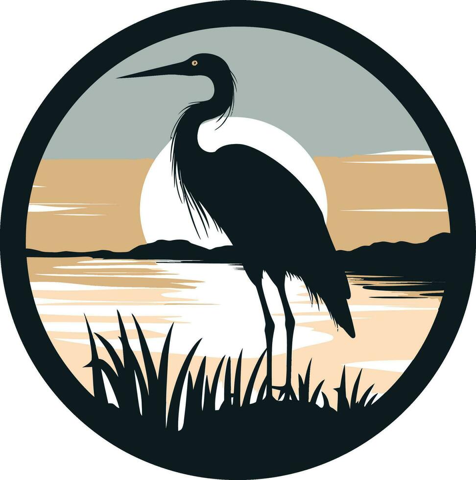 Heron Profile Silhouette Logo Modern Heron Vector Illustration 34062763