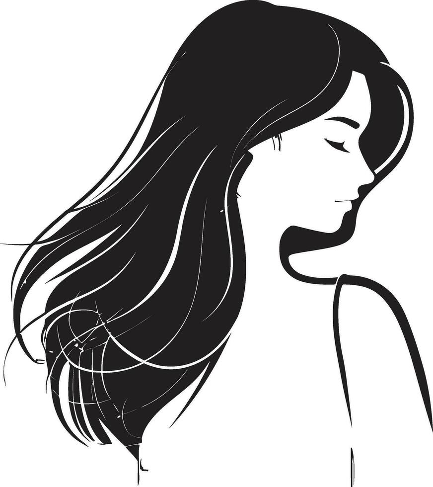 místico belleza logo con un mujeres perfil en negro elegante líneas negro hembra cara en logo vector