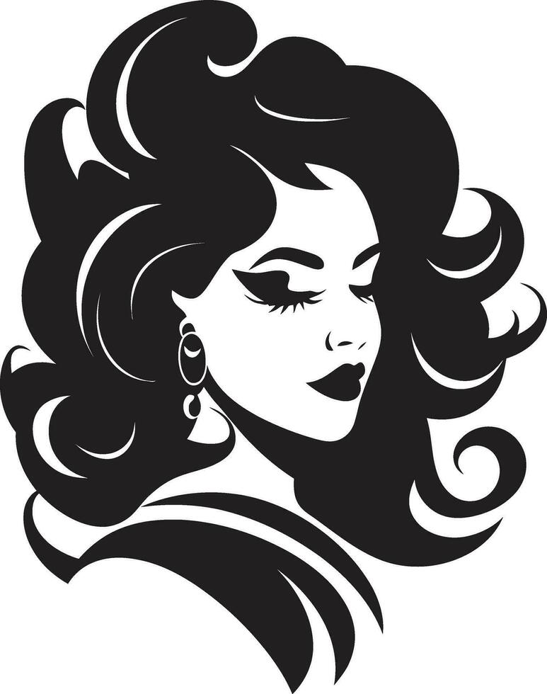 Iconic Simplicity Vector Icon of Black Female Profile in Logo in Monochrome Mystical Gaze Black Emblem with Womans Face Icon in Black Monochrome