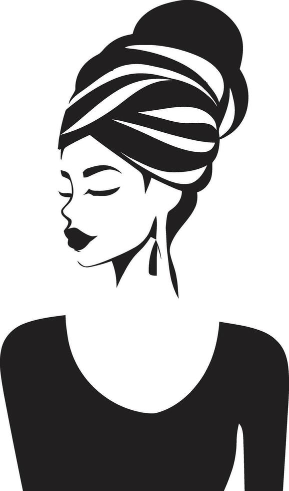Elegant Charm Black Logo with a Womans Face Icon Iconic Simplicity Vector Icon of Black Female Profile in Logo
