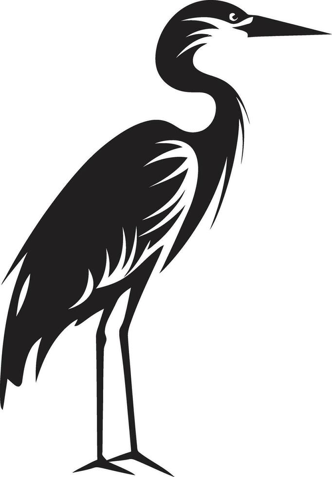 Heron Silhouette in Black Abstract Heron Vector Icon