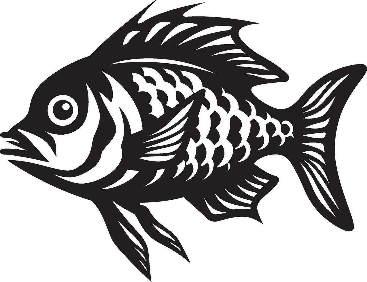 anatómico arte pescado vector esqueleto icono huesos debajo el olas pescado logo diseño