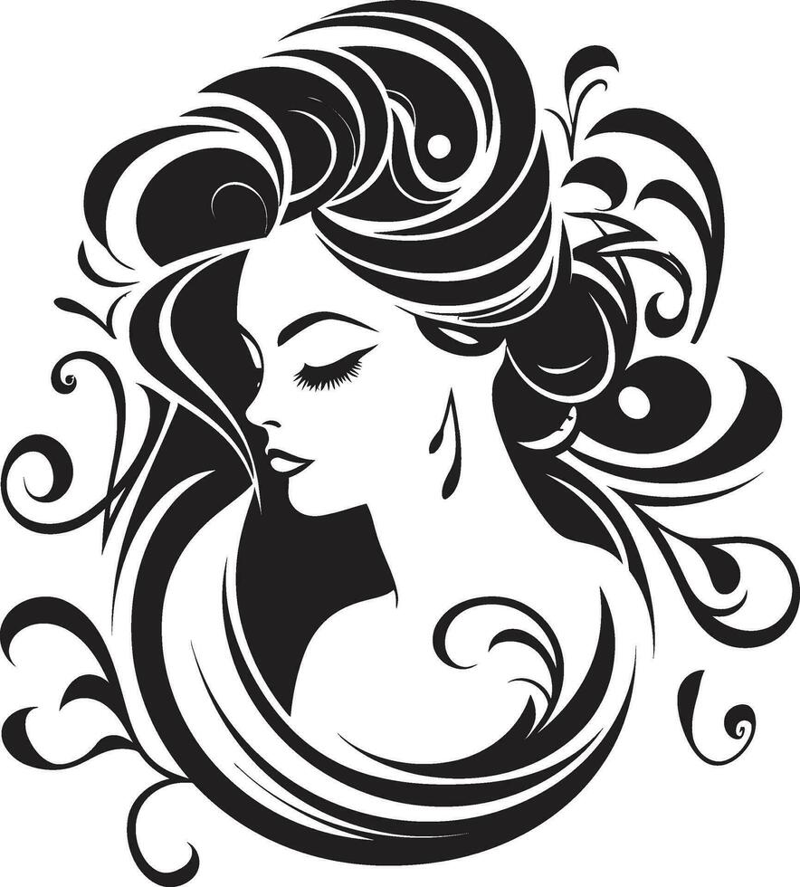 Empowerment through Serenity Black Female Face Emblem Intriguing Elegance Vector Icon of a Womans Face