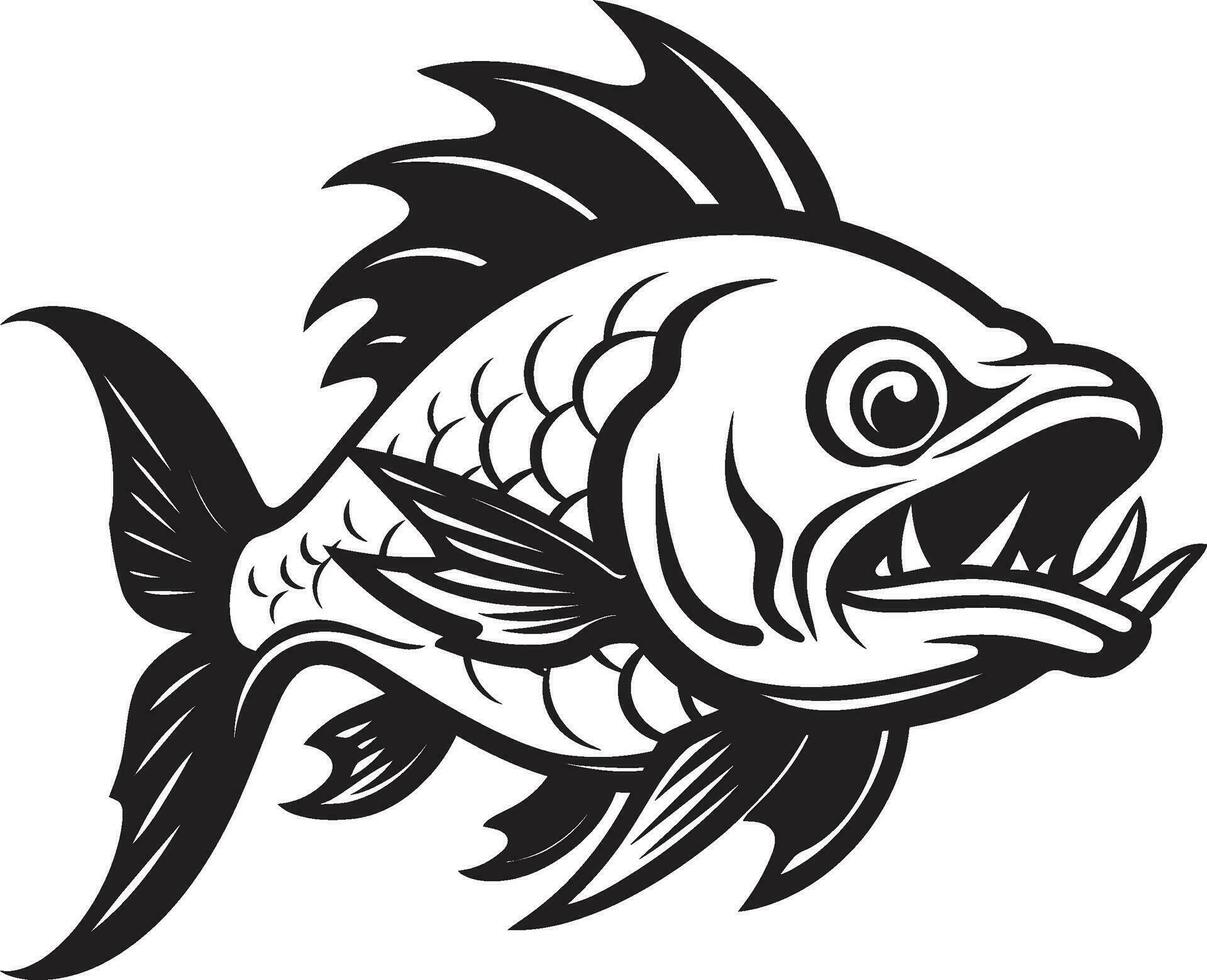 transparencia de el profundo pescado logo diseño el sumergido esqueleto pescado hueso vector Arte