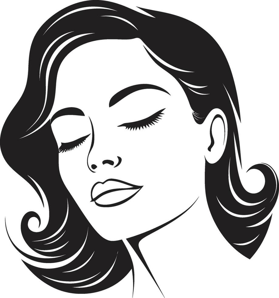 Feminine Simplicity Black Face Design Emblem Elegance Illuminated Female Face in Black Logo vector
