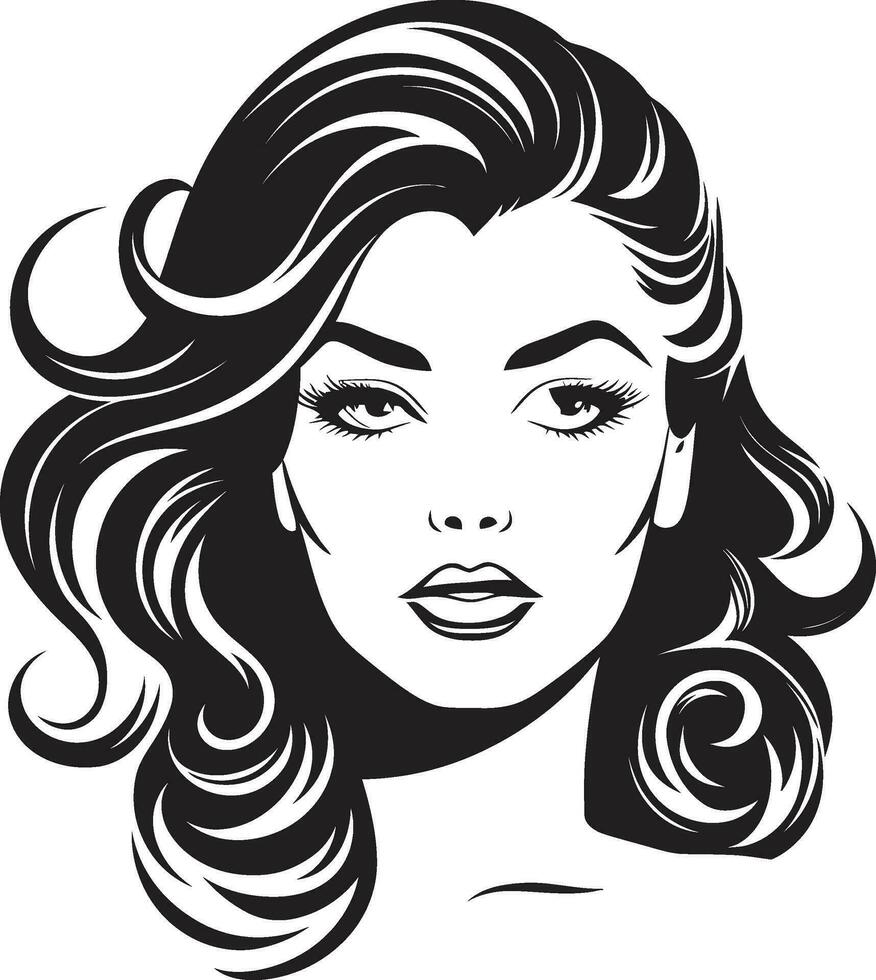 intrigante seducir vector icono de hembra cara en negro sutil gracia negro logo presentando un mujeres cara