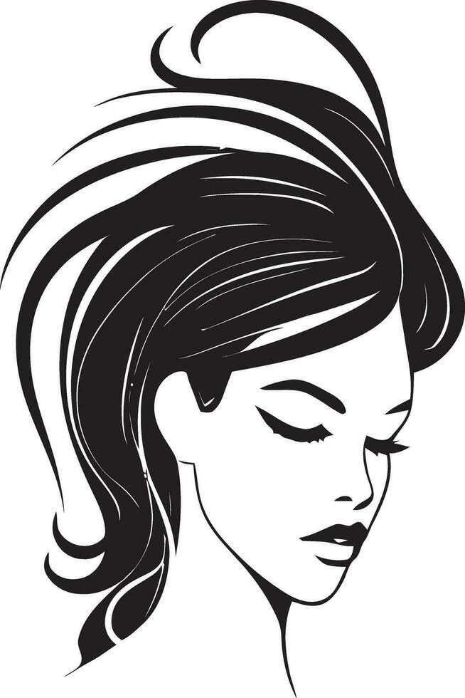 Empowerment through Beauty Black Face Design Emblem Mysterious Serenity Logo with a Womans Face vector
