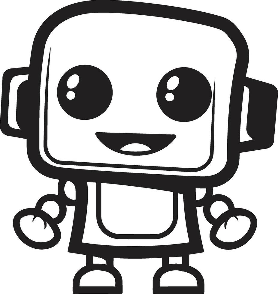 Lunar Luminary A Futuristic Robot Mascot Gadget Guru A Black Vector Symbol