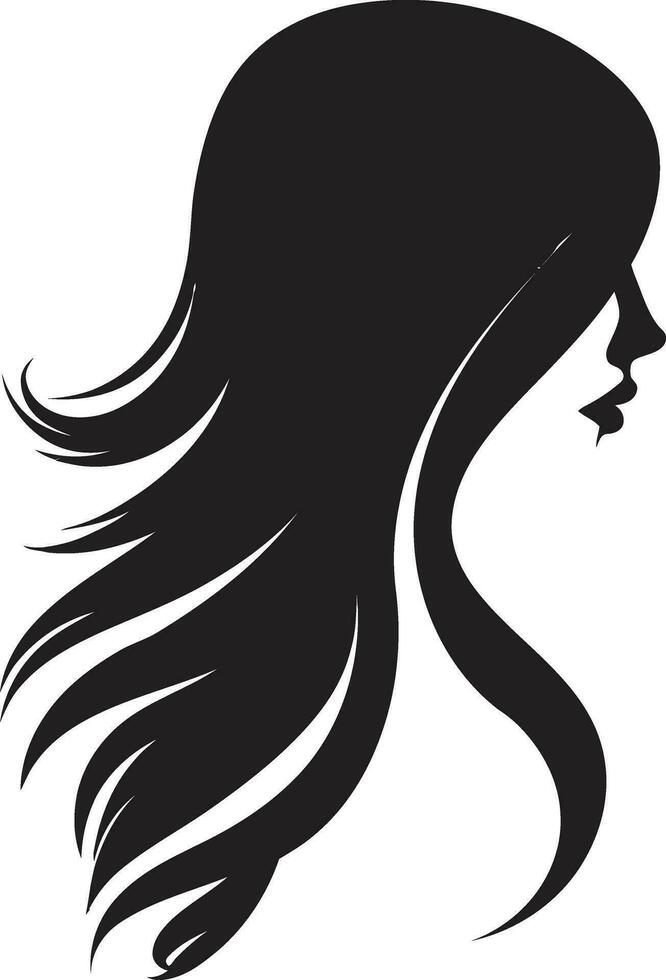 Timeless Allure Black Face Vector Icon with Womans Profile in Monochrome Elegant Charm Black Logo with a Womans Essence Icon