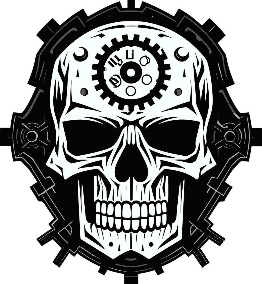 Sleek Cybernetic Skull A Portrait of Futuristic Design Industrial Marvel The Technological Skull Emblem vector