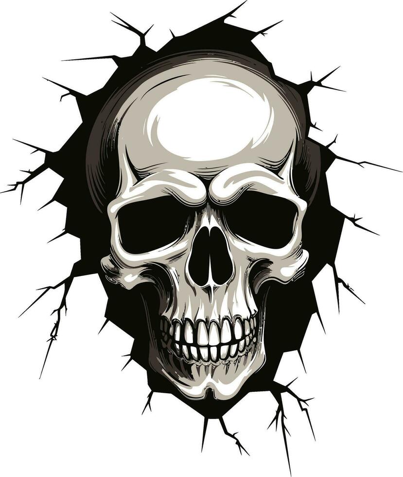 Mystical Wall Unveiling The Enigmatic Vector Skull Unmasking the Secrets The Cracked Walls Skull Icon