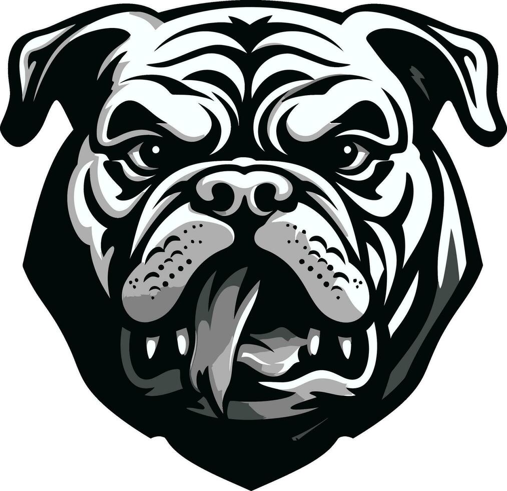 buldog grandeza negro logo con icónico poder real buldog majestad negro emblema diseño vector