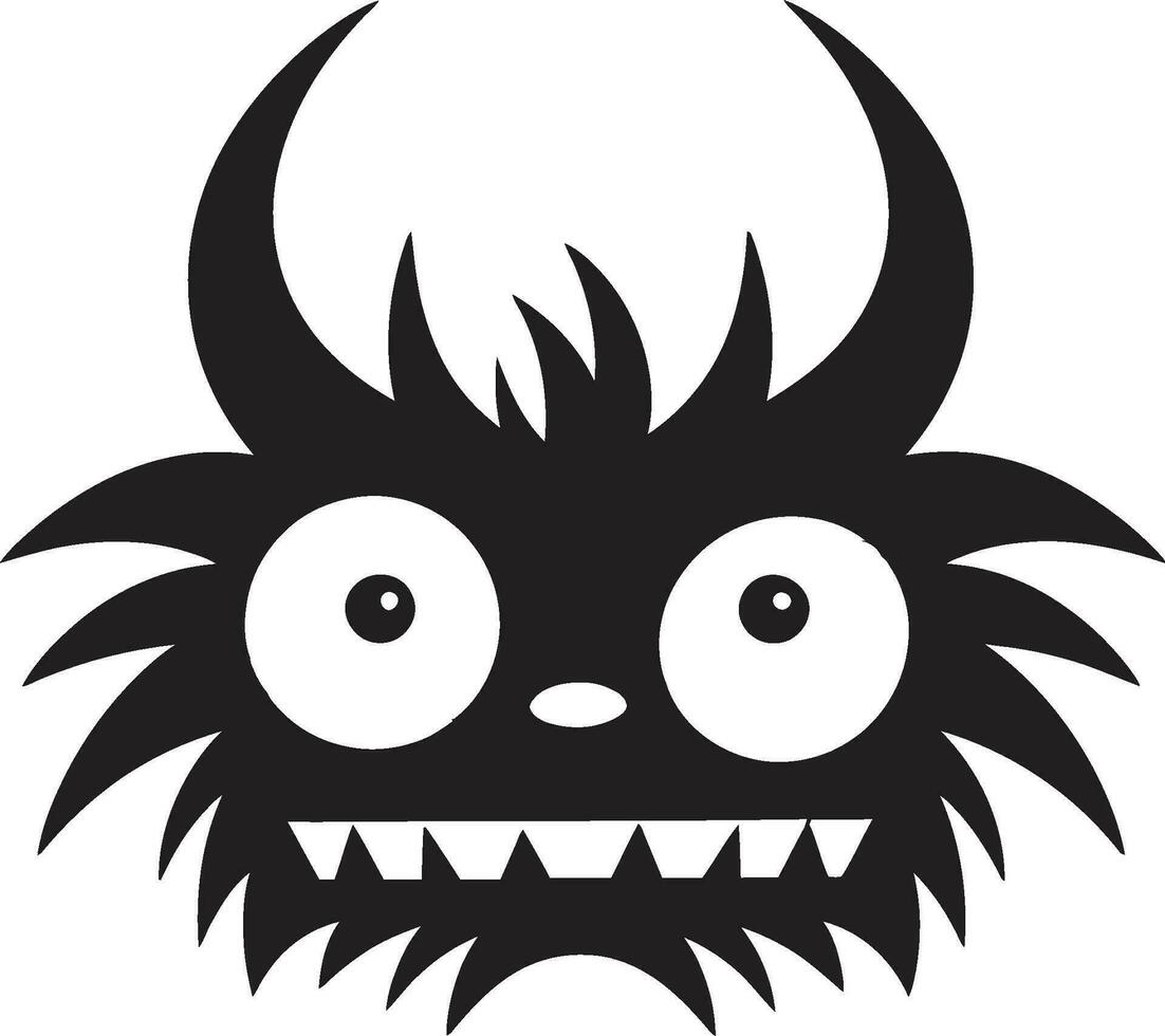 Spooktacular Snuggles Monochromatic Vector Showcasing Cute Nightmares Cuddly Abominations Black Vector Portrait of Adorable Terrors