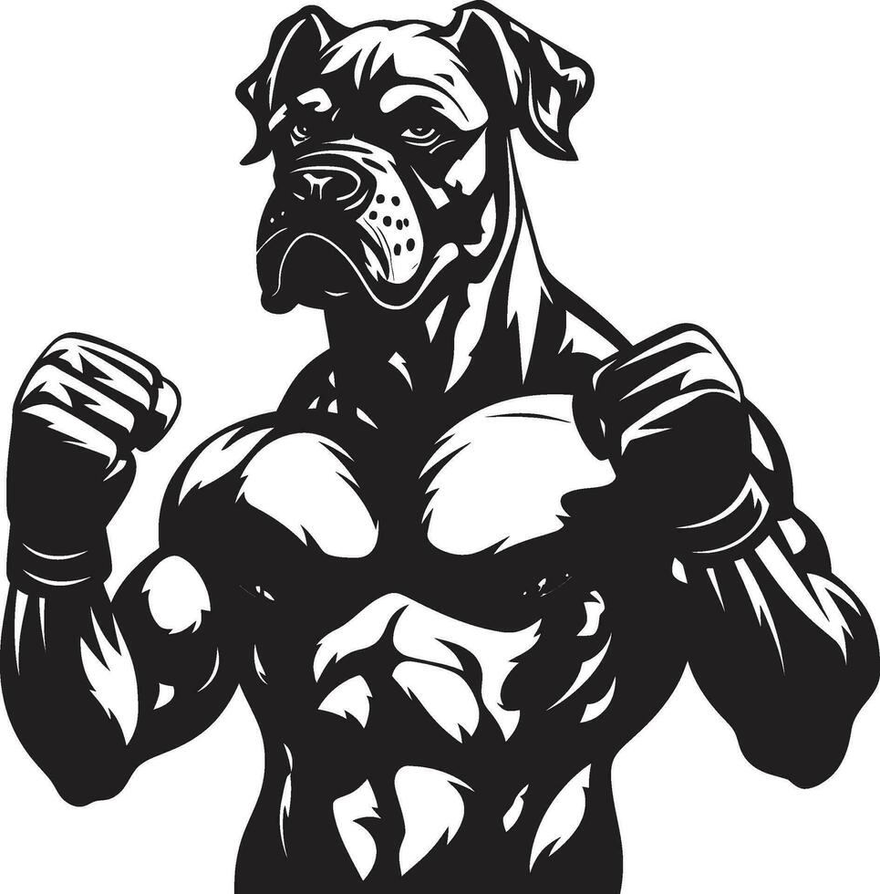 vector arte atlético Boxer emblema en negro Boxer poder negro logo diseño con perro icono