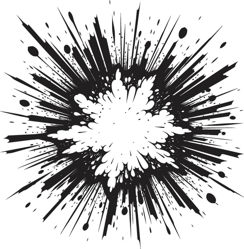 Dynamic Burst Black Logo with Comic Explosion Comic Adventure Vector Icon in Black