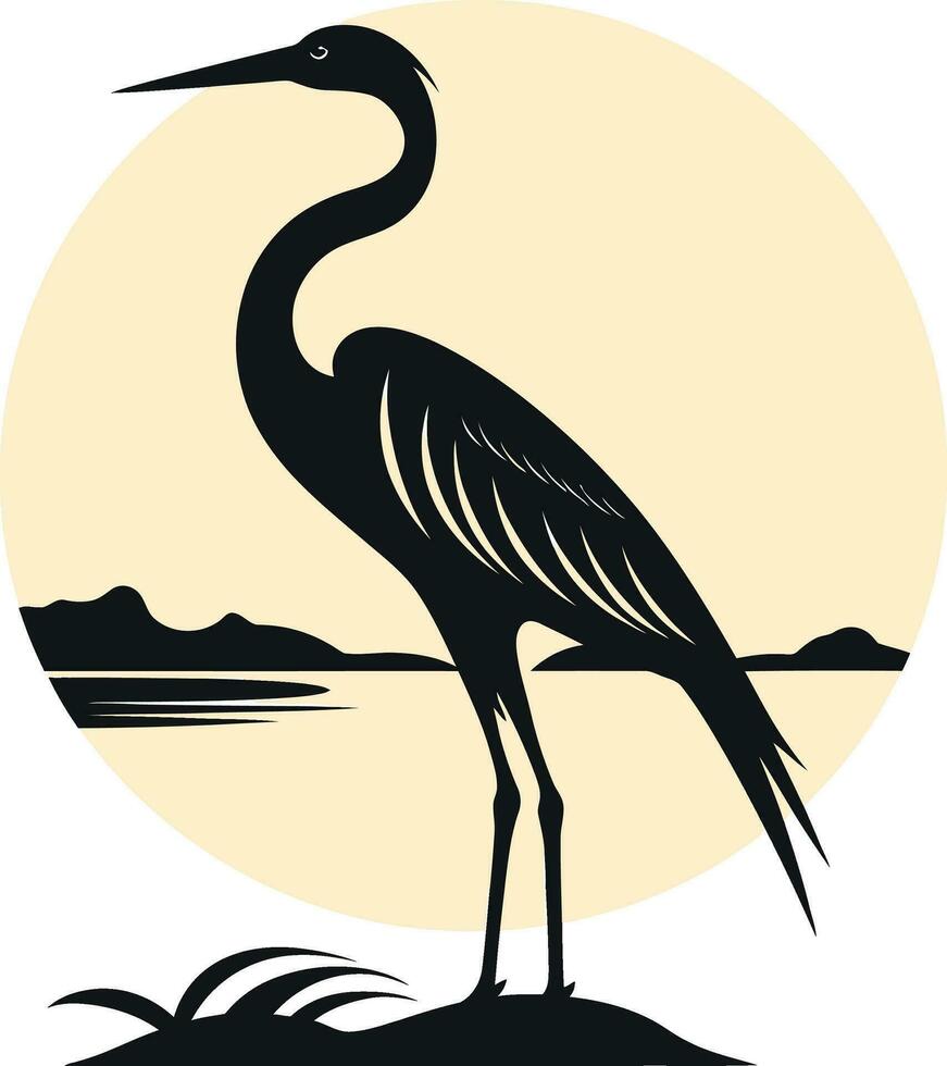 Heron Logo with a Stylish Touch Graceful Heron in Vector Art