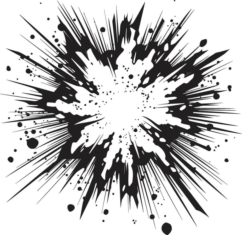 Black and Explosive Comic Explosion Vector Symbol Thrilling Explosion Comic Logo in Black